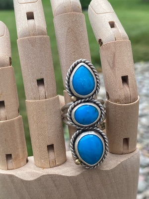 Sleeping Beauty Turquoise Triple Stone Ring