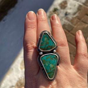 Pilot Mountain Turquoise 2-Stone Ring