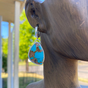 Blueberry Turquoise Huggie Hoop Earrings