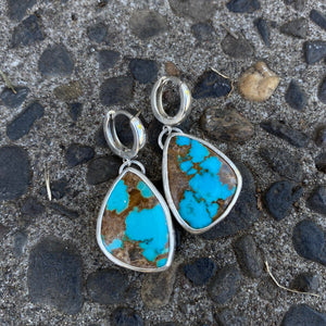 Blueberry Turquoise Huggie Hoop Earrings