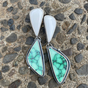 White Buffalo and Black Bridge Variscite Earrings