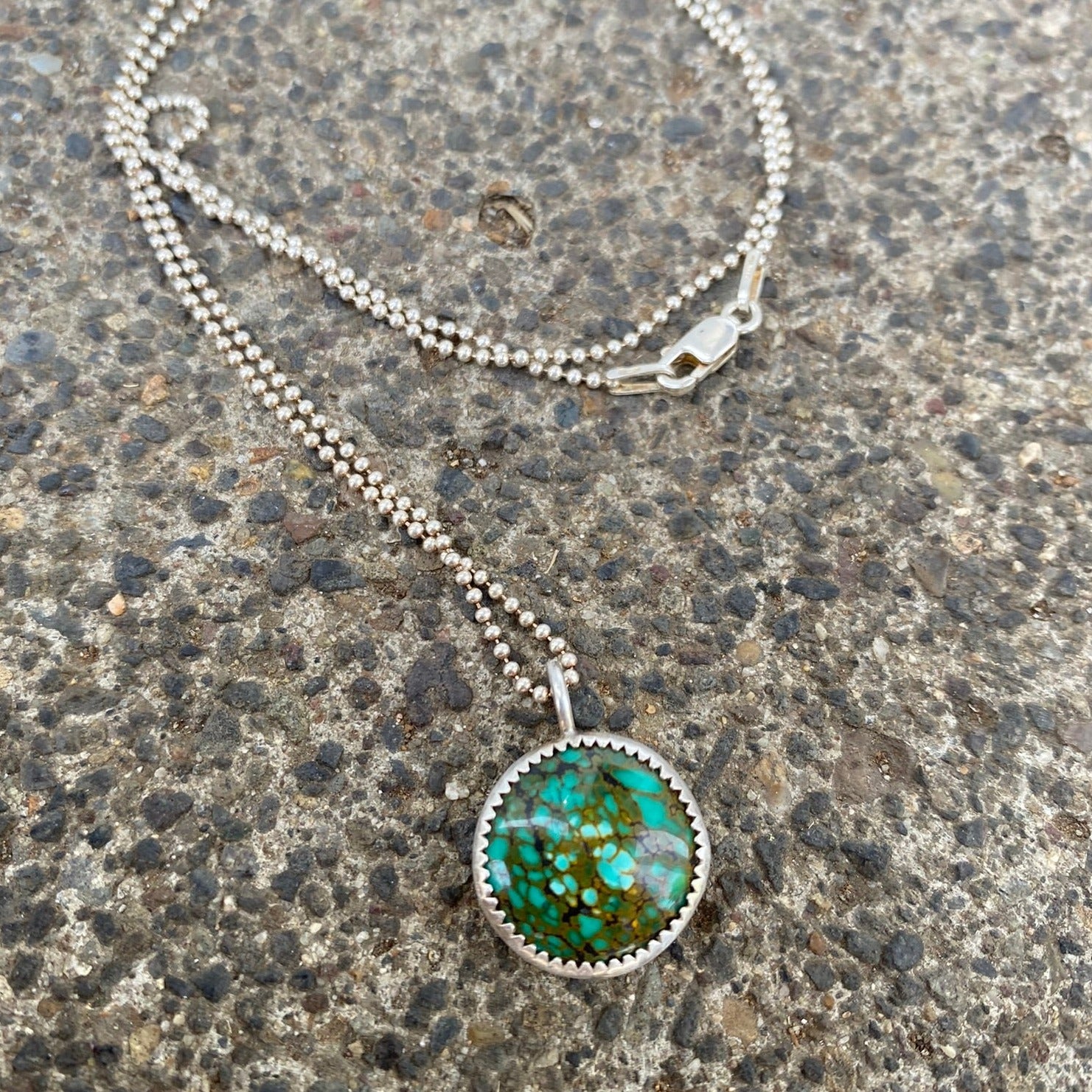 Green Spiderweb Hubei Turquoise Pendant Necklace