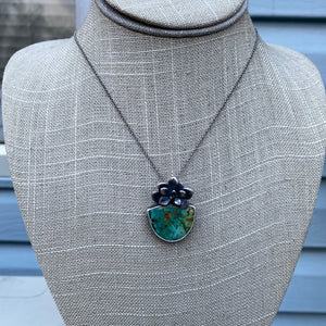 succulent pendant Brannon Blue Turquoise and Sterling Succulent Pendant Necklace – Jitterbug and the Bead