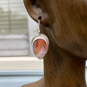 Pink Druzy Opal Wood Earrings