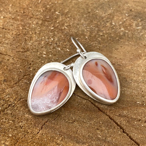 Pink Druzy Opal Wood Earrings