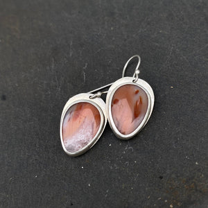 Pink Druzy Opal Wood Earrings