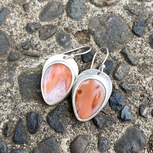 Pink Druzy Opal Wood Earrings