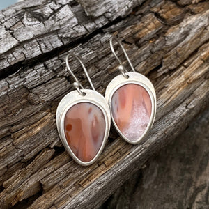 Pink Druzy Opal Wood Earrings