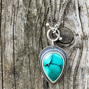 Hubei Turquoise Teardrop Toggle Pendant Necklace