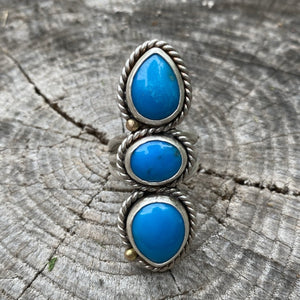 Sleeping Beauty Turquoise Triple Stone Ring