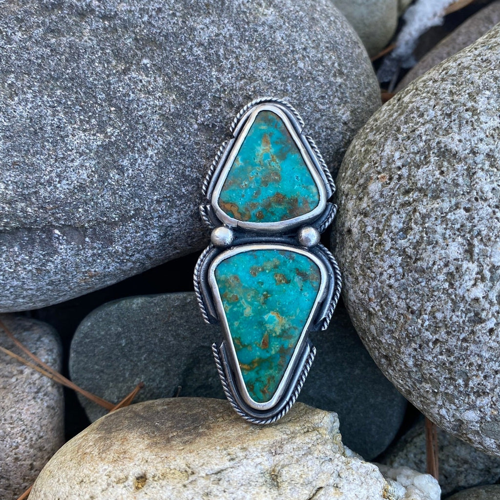 Pilot Mountain Turquoise 2-Stone Ring