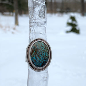 Turquoise Mountain Wide Band Ring with Copper